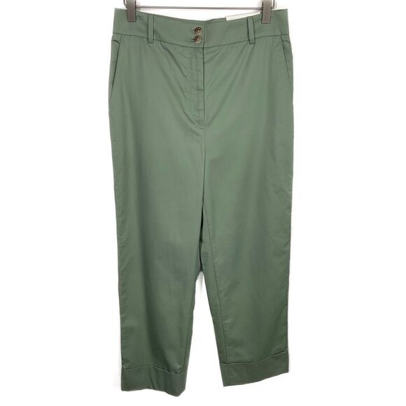 Ann Taylor Light Green Straight Leg Cuffed Pants 4 New - Picture 6 of 6